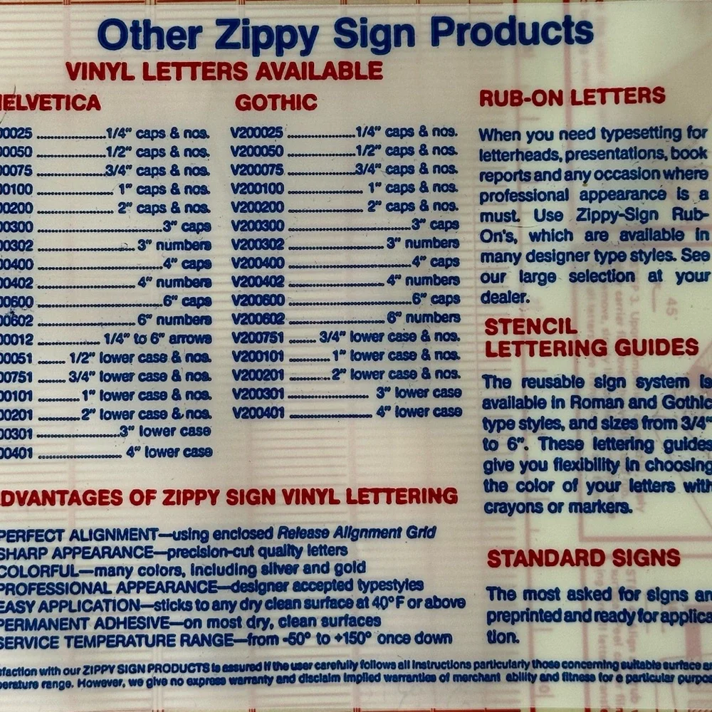 Red Vinyl Letters Zippy Sign 1/4” red Gothic font for Home Office